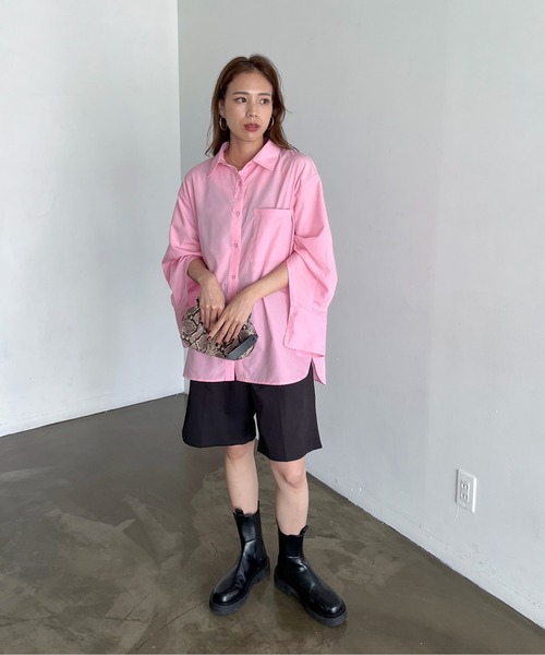 feepur（フェピュール）の「2wayカラーシャツ（シャツ/ブラウス・レディース・ブラック/オフホワイト/ピンク/ブルー/グリーン・MEDIUM）」の7枚目の写真