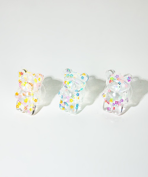 FOLLOWIN（フォロウィン）の「クリアフラワーポイントベアーモチーフスマホグリップトック（スマホケース/カバー・レディース・ブルー/イエロー/パープル・ONE SIZE）」の3枚目の写真
