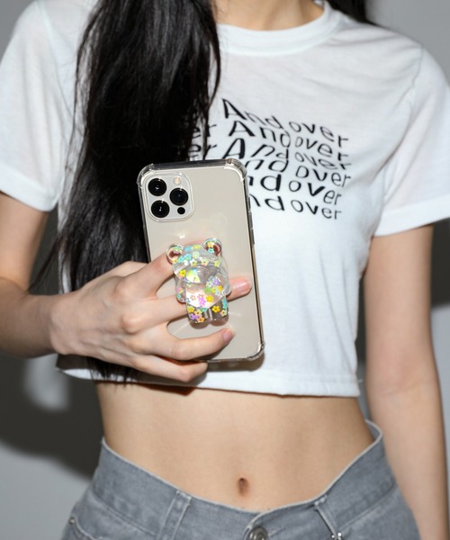 FOLLOWIN（フォロウィン）の「クリアフラワーポイントベアーモチーフスマホグリップトック（スマホケース/カバー・レディース・ブルー/イエロー/パープル・ONE SIZE）」の2枚目の写真
