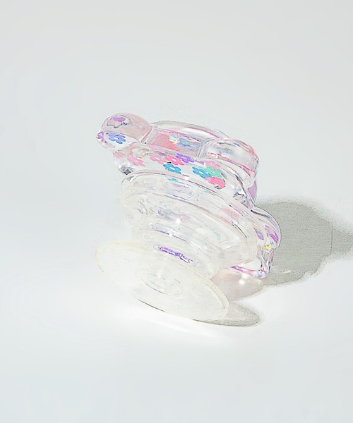 FOLLOWIN（フォロウィン）の「クリアフラワーポイントベアーモチーフスマホグリップトック（スマホケース/カバー・レディース・ブルー/イエロー/パープル・ONE SIZE）」の5枚目の写真