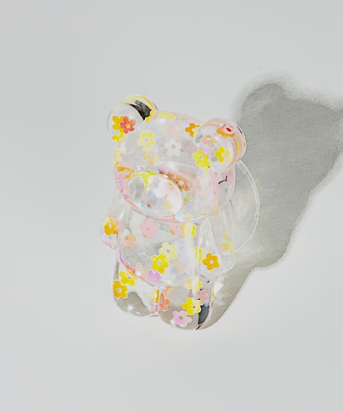 FOLLOWIN（フォロウィン）の「クリアフラワーポイントベアーモチーフスマホグリップトック（スマホケース/カバー・レディース・ブルー/イエロー/パープル・ONE SIZE）」の6枚目の写真