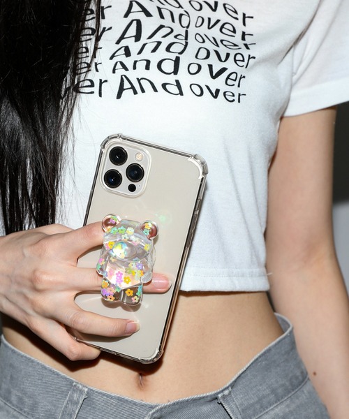 FOLLOWIN（フォロウィン）の「クリアフラワーポイントベアーモチーフスマホグリップトック（スマホケース/カバー・レディース・ブルー/イエロー/パープル・ONE SIZE）」の9枚目の写真