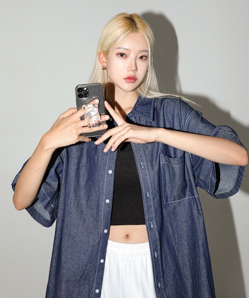 FOLLOWIN（フォロウィン）の「クリアフラワーポイントベアーモチーフスマホグリップトック（スマホケース/カバー・レディース・ブルー/イエロー/パープル・ONE SIZE）」の12枚目の写真