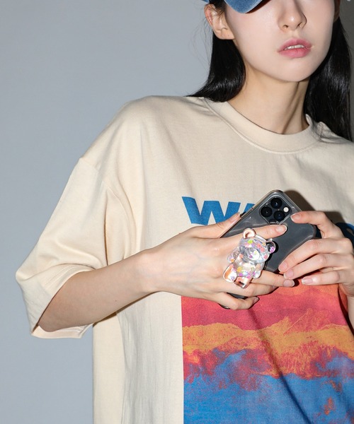 FOLLOWIN（フォロウィン）の「クリアフラワーポイントベアーモチーフスマホグリップトック（スマホケース/カバー・レディース・ブルー/イエロー/パープル・ONE SIZE）」の15枚目の写真