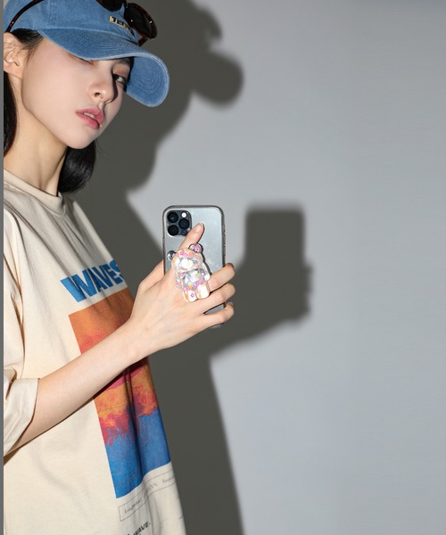 FOLLOWIN（フォロウィン）の「クリアフラワーポイントベアーモチーフスマホグリップトック（スマホケース/カバー・レディース・ブルー/イエロー/パープル・ONE SIZE）」の16枚目の写真