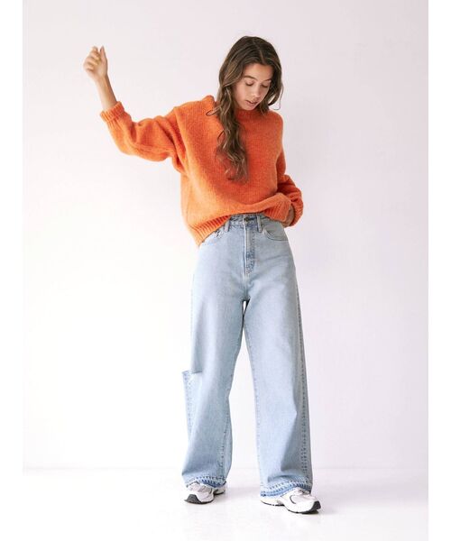 Ungrid(アングリッド)の「カラーモヘア混ルーズニット ( 短丈・クロップドトップス )(ニット/セーター・レディース・アイボリー/ブルー/オレンジ/イエロー/ピンク/ダークグリーン・FREE)」の12枚目の写真