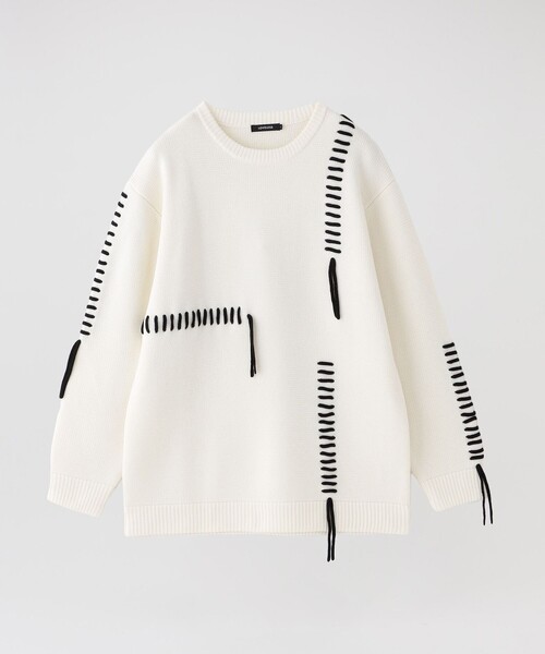 LOVELESS（ラブレス）の「ポイントスレッド クルーネックニット（ニット/セーター・メンズ・ブラック/オフホワイト/グリーン系その他3/ブルー系その他4・M/L）」の2枚目の写真