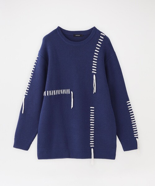 LOVELESS（ラブレス）の「ポイントスレッド クルーネックニット（ニット/セーター・メンズ・ブラック/オフホワイト/グリーン系その他3/ブルー系その他4・M/L）」の4枚目の写真