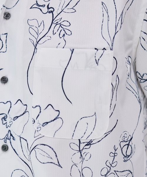 UNION STATION（ユニオンステーション）の「【EFFORTLESS】ストレッチドビー総柄プリントカッタウェイシャツ/スキッパーシャツ（シャツ/ブラウス・メンズ・ホワイト/ネイビー/ブルー・LL/M/L）」の7枚目の写真