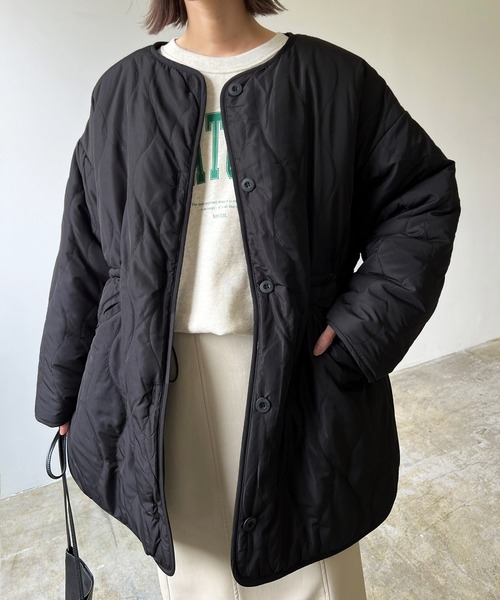 LIAN（リアン）の「ドロスト付きキルティングミドルコート（その他アウター・レディース・ブラック/カーキ/アイボリー/キャメル/グレー・FREE）」の18枚目の写真