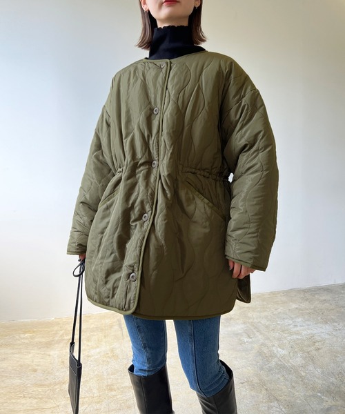LIAN（リアン）の「ドロスト付きキルティングミドルコート（その他アウター・レディース・ブラック/カーキ/アイボリー/キャメル/グレー・FREE）」の13枚目の写真