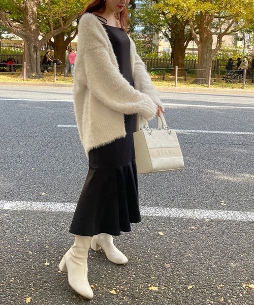 セール】大人可愛い/着丈調節可能/ 肩リボンマーメイドキャミ