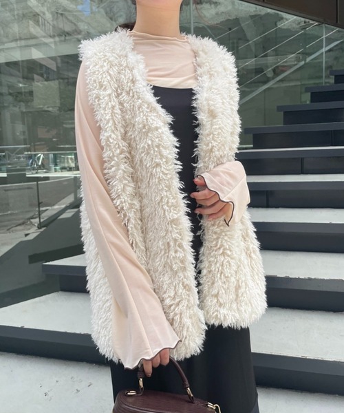 one after another NICE CLAUP（ワンアフターアナザーナイスクラップ）の「大人可愛い/着丈調節可能/ 肩リボンマーメイドキャミワンピース（ワンピース・レディース・キャメル/アイボリー/ブラック/ブラウン系その他/ベージュ/モカ/パープル・FREE）」の21枚目の写真