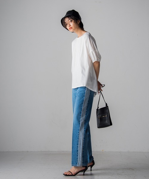 socolla（ソコラ）の「【socolla】WATER LESS DENIMサイドラインパンツ（デニムパンツ・レディース・ネイビー/ブルー・M/S）」の12枚目の写真