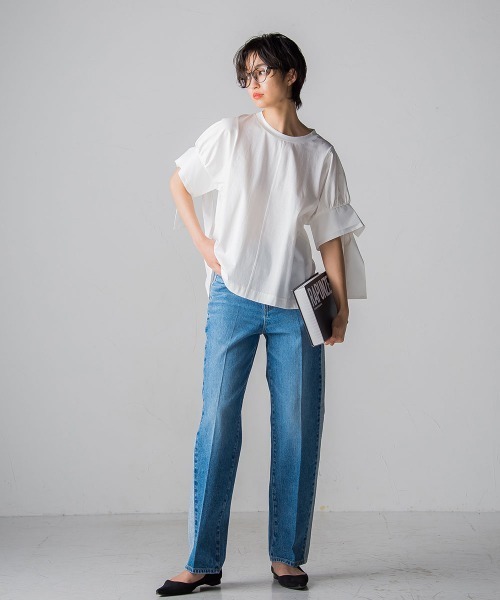 socolla（ソコラ）の「【socolla】WATER LESS DENIMサイドラインパンツ（デニムパンツ・レディース・ネイビー/ブルー・M/S）」の19枚目の写真