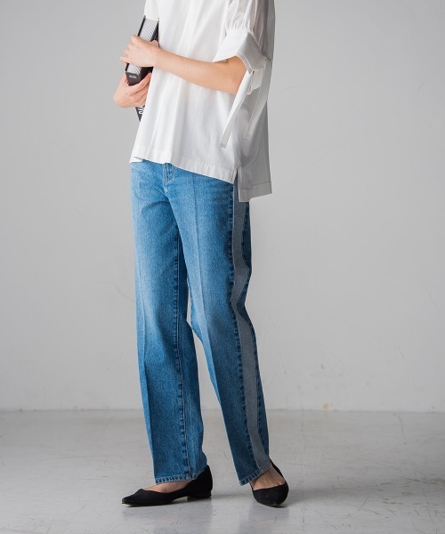 socolla（ソコラ）の「【socolla】WATER LESS DENIMサイドラインパンツ（デニムパンツ・レディース・ネイビー/ブルー・M/S）」の20枚目の写真