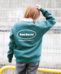 【BEN DAVIS/ベンデイビス】 バックプリントロゴ 胸ワッペン 裏起毛 襟付きスウェット トレーナー