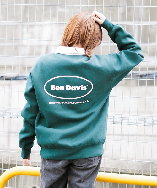 BEN DAVIS(ベンデイビス)の「【BEN DAVIS/ベンデイビス】 バックプリントロゴ 胸ワッペン 裏起毛 襟付きスウェット トレーナー(スウェット・メンズ・ダークグリーン/ブラック/ベージュ・LARGE/X-LARGE/MEDIUM/SMALL)」の3枚目の写真
