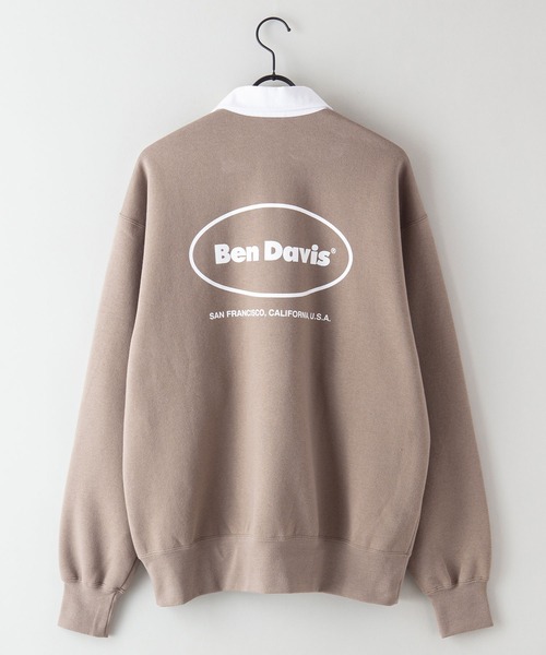 BEN DAVIS(ベンデイビス)の「【BEN DAVIS/ベンデイビス】 バックプリントロゴ 胸ワッペン 裏起毛 襟付きスウェット トレーナー(スウェット・メンズ・ダークグリーン/ブラック/ベージュ・LARGE/X-LARGE/MEDIUM/SMALL)」の6枚目の写真