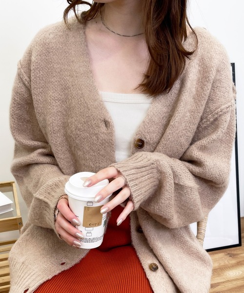 MLI'A（エムリア）の「モヘアタッチカーディガン（カーディガン/ボレロ・レディース・ベージュ/パープル/ブラウン/ピンク/オレンジ/ブルー・M）」の3枚目の写真