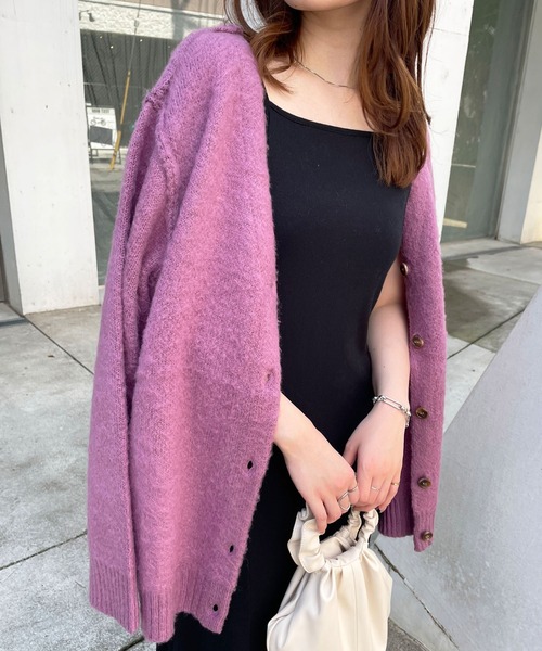 MLI'A（エムリア）の「モヘアタッチカーディガン（カーディガン/ボレロ・レディース・ベージュ/パープル/ブラウン/ピンク/オレンジ/ブルー・M）」の4枚目の写真