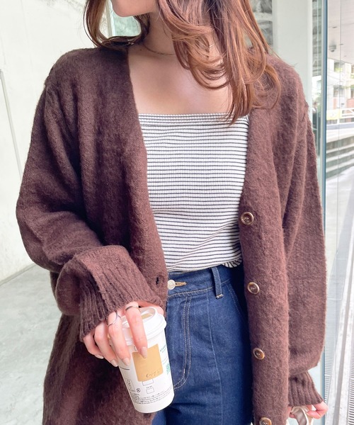 MLI'A（エムリア）の「モヘアタッチカーディガン（カーディガン/ボレロ・レディース・ベージュ/パープル/ブラウン/ピンク/オレンジ/ブルー・M）」の2枚目の写真