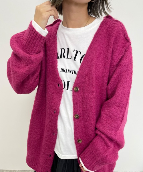 MLI'A（エムリア）の「モヘアタッチカーディガン（カーディガン/ボレロ・レディース・ベージュ/パープル/ブラウン/ピンク/オレンジ/ブルー・M）」の5枚目の写真