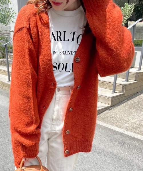 MLI'A（エムリア）の「モヘアタッチカーディガン（カーディガン/ボレロ・レディース・ベージュ/パープル/ブラウン/ピンク/オレンジ/ブルー・M）」の6枚目の写真