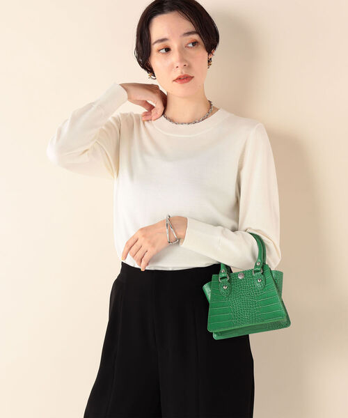 NOLLEY’S Sophi(ノーリーズソフィ)の「《手洗い可能》天竺後ろパールクルーネックプルオーバーニット(ニット/セーター・レディース・ライトグレー/オフホワイト/ピンク/ダークネイビー・38/36)」の9枚目の写真