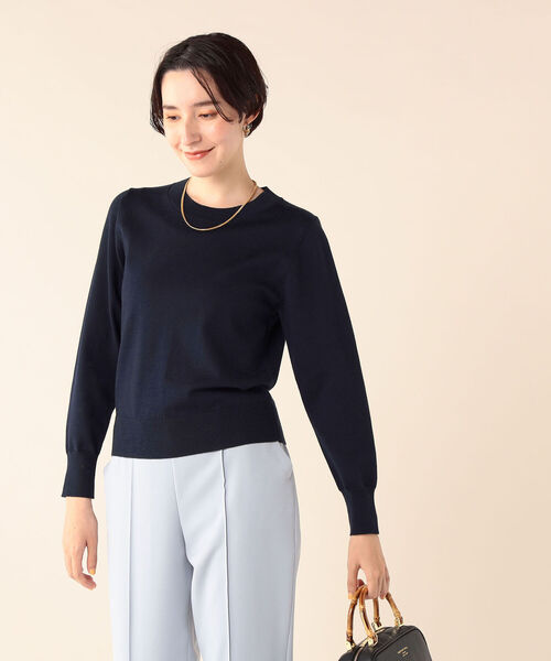 NOLLEY’S Sophi(ノーリーズソフィ)の「《手洗い可能》天竺後ろパールクルーネックプルオーバーニット(ニット/セーター・レディース・ライトグレー/オフホワイト/ピンク/ダークネイビー・38/36)」の16枚目の写真