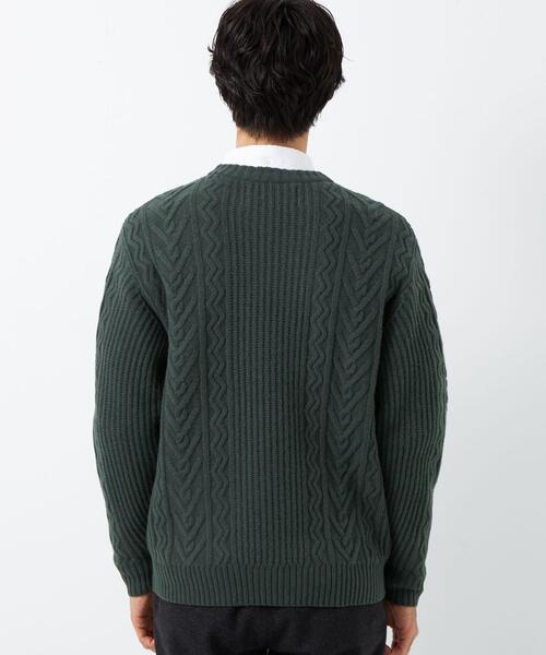 green label relaxing(グリーンレーベルリラクシング)の「ハミルトンラムズウール アラン クルーネック ニット(ニット/セーター・メンズ・ベージュ/オフホワイト/ダークグリーン/ロイヤルブルー・S/L/M/XL)」の11枚目の写真