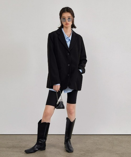 muahmuah(ムーアムーア)の「A'GEM/9 × .kom『muah muah/ムーアムーア』OVER FIT 3BUTTON BLAZER/オーバーフィット ブレザー(テーラードジャケット・レディース・ブラック/カーキ・FREE)」の6枚目の写真