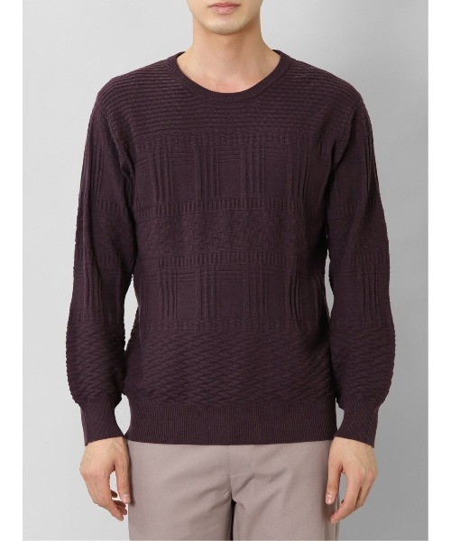 semantic design（セマンティックデザイン）の「【ウォッシャブル】セマンティックデザイン コットンジャガード クルーニット（ニット/セーター・メンズ・ブラック/ボルドー/ホワイト・S/MEDIUM/X-LARGE/LARGE）」の5枚目の写真