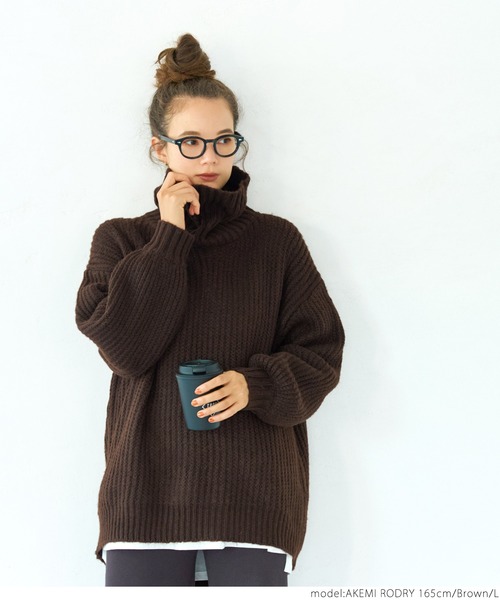 coca（coca）（コカ）の「タートルネックモヘアタッチニット（ニット/セーター・レディース・ブラウン/ピンク・M/L）」の4枚目の写真