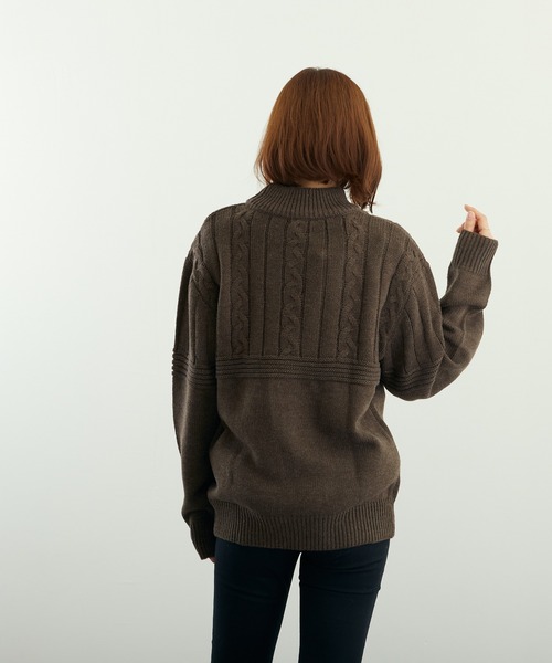 VIBGYOR(ヴィブジョー)の「A/Tケーブル切替H/N(BL)(ニット/セーター・メンズ・グレイッシュベージュ/グリーン/ベージュ/ブラウン/チャコールグレー/ブラック・LARGE/MEDIUM)」の22枚目の写真