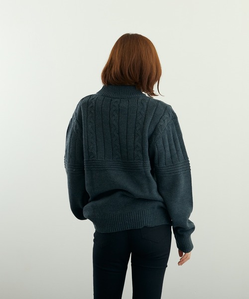 VIBGYOR(ヴィブジョー)の「A/Tケーブル切替H/N(BL)(ニット/セーター・メンズ・グレイッシュベージュ/グリーン/ベージュ/ブラウン/チャコールグレー/ブラック・LARGE/MEDIUM)」の15枚目の写真