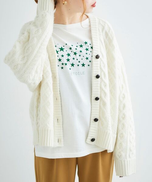 le.coeur blanc（ルクールブラン）の「ウールブレンドケーブルカーディガン（カーディガン/ボレロ・レディース・ブラック/アイボリー・38）」の15枚目の写真