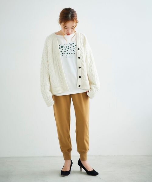 le.coeur blanc（ルクールブラン）の「ウールブレンドケーブルカーディガン（カーディガン/ボレロ・レディース・ブラック/アイボリー・38）」の16枚目の写真