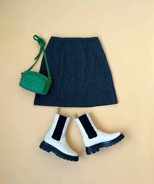 JUGLANS(ユグランス)の「☆ 台形ミニスカート U1411(スカート・レディース・マスタード/チャコール・FREE)」の2枚目の写真