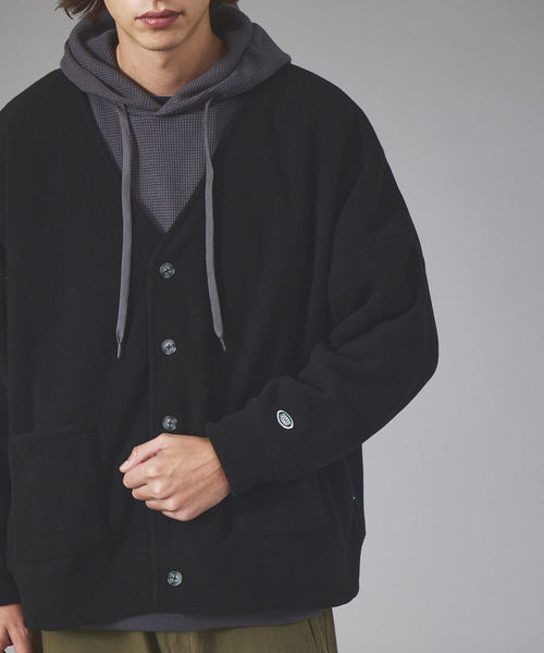 DISCUS ATHLETIC（ディスカス　アスレチック）の「【Discus /ディスカス】マイクロフリース オーバーサイズカーディガン（カーディガン/ボレロ・メンズ・グレー/ダークグリーン/グレイッシュブルー/ブラック・M/L/LL）」の9枚目の写真