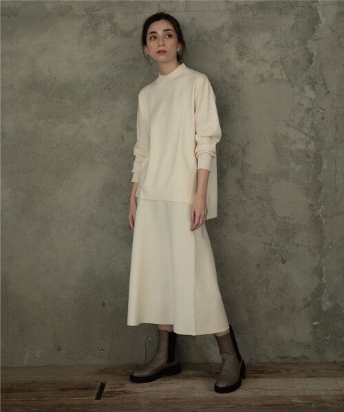 OPAQUE.CLIP（オペークドットクリップ）の「◆ニットフレアスカート【抗ピリング&ウォッシャブル】（スカート・レディース・ブラック/ブルー系7/オフホワイト/ピンク系9/レッド系1/ナチュラル・40/42/38/36）」の7枚目の写真