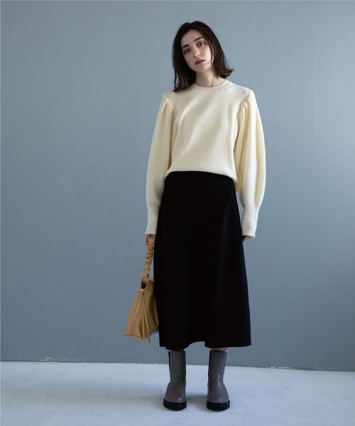 OPAQUE.CLIP（オペークドットクリップ）の「◆ニットフレアスカート【抗ピリング&ウォッシャブル】（スカート・レディース・ブラック/ブルー系7/オフホワイト/ピンク系9/レッド系1/ナチュラル・40/42/38/36）」の16枚目の写真