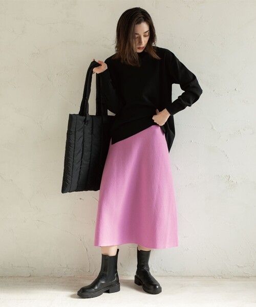 OPAQUE.CLIP（オペークドットクリップ）の「◆ニットフレアスカート【抗ピリング&ウォッシャブル】（スカート・レディース・ブラック/ブルー系7/オフホワイト/ピンク系9/レッド系1/ナチュラル・40/42/38/36）」の13枚目の写真