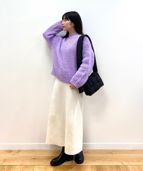 OPAQUE.CLIP（オペークドットクリップ）の「◆ニットフレアスカート【抗ピリング&ウォッシャブル】（スカート・レディース・ブラック/ブルー系7/オフホワイト/ピンク系9/レッド系1/ナチュラル・40/42/38/36）」の22枚目の写真