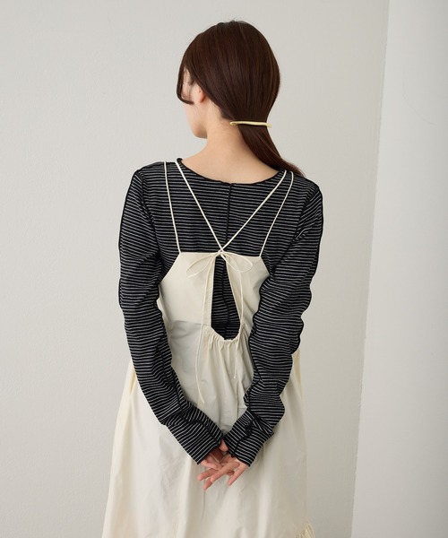 Kastane(カスタネ)の「【低身長向けサイズ展開あり/新色追加】ボリュームティアードキャミドレス(ワンピース・レディース・アイボリー/ブラック/オフホワイト・FREE/0)」の10枚目の写真