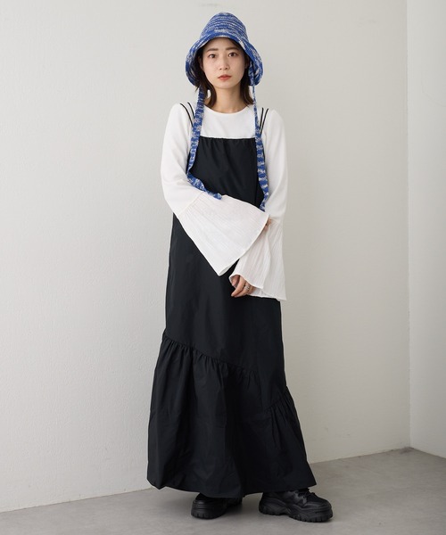 Kastane(カスタネ)の「【低身長向けサイズ展開あり/新色追加】ボリュームティアードキャミドレス(ワンピース・レディース・アイボリー/ブラック/オフホワイト・FREE/0)」の9枚目の写真