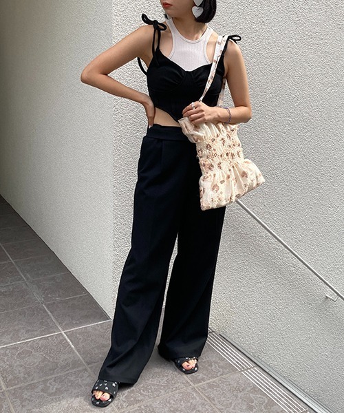 Casselini（キャセリーニ）の「Casselini(キャセリーニ)ジャガードシャーリングバッグ（トートバッグ・レディース・ホワイト/ブラック/ベージュ/サックスブルー/グリーン/イエロー・FREE）」の14枚目の写真