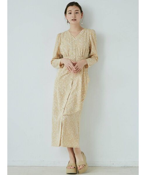 LAGUNAMOON（ラグナムーン）の「ラッフルペインティングワンピース（ワンピース・レディース・ホワイト/ブラック/ベージュ・SMALL/MEDIUM）」の9枚目の写真