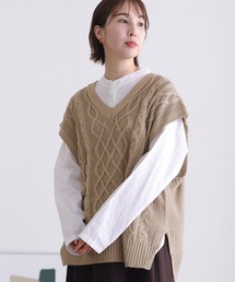 ElegChic（エレグシック）の「ケーブル編みVネックベスト（ベスト）」