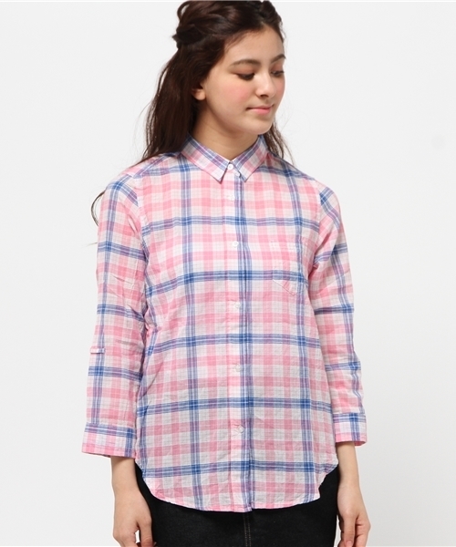 OUTLET（アウトレット）の「【CIAOPANIC TYPY】クリヤーチェックシャツ（シャツ/ブラウス・レディース・ピンク・MEDIUM）」の2枚目の写真